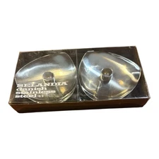 MCM Selandia Denmark Stainless Steel 2 Candle Holders Modern Danish
