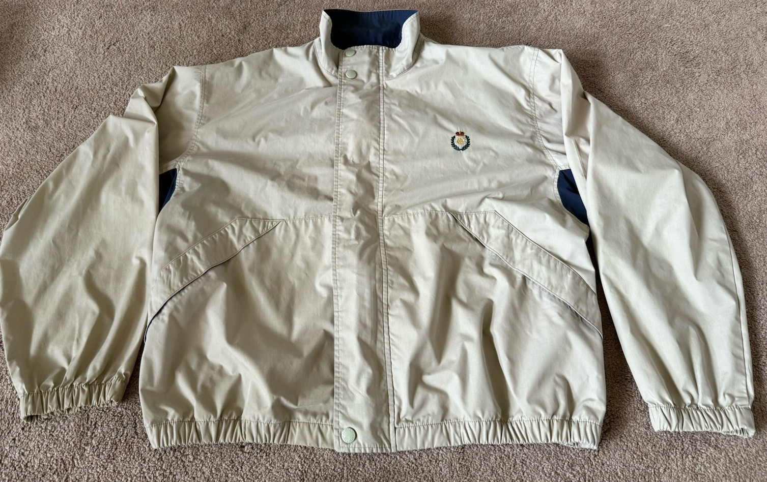 Chaps Ralph Lauren Lightweight Windbreaker Rain Jacket Size Large Khaki Full Zip