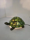 VTG Turtle Table Lamp Green Slag Glass Style Night Light 7" Tiffany Style