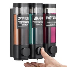 Shampoo and Conditioner Dispenser Shower 3 Chamber No Drill for Wall Mounted