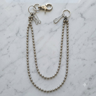 Double Line Durable Wallet Chain Basic 20'' Silver Finish Biker Trucker Chain