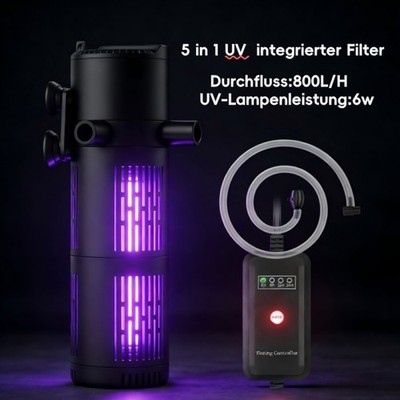 5 IN1 Innenfilter Aquariumpumpe 800L/h UV 6W Filterpumpe Aquarien Filt Pumpe DHL