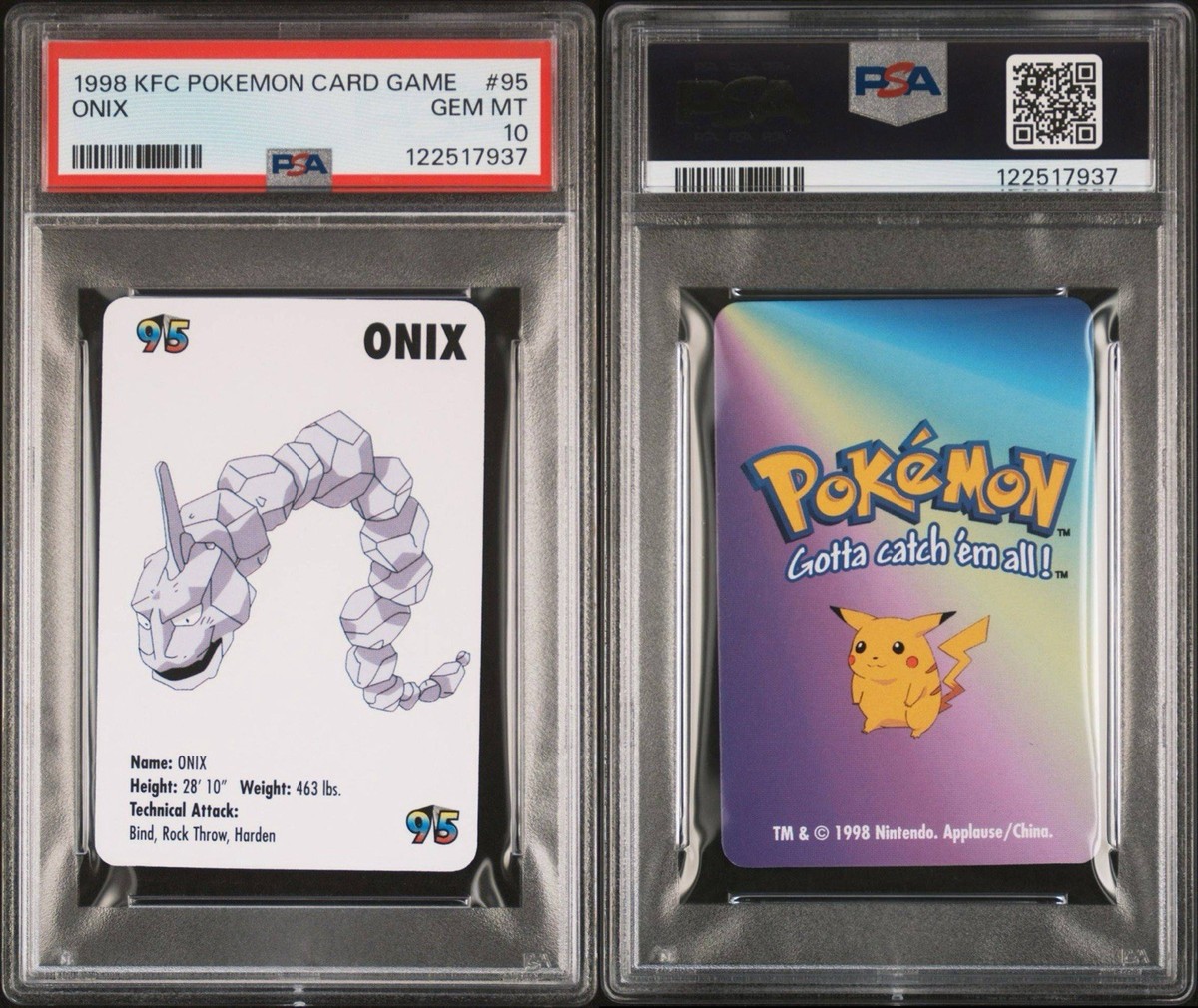 Onix #95 Pokemon Card Game Mini KFC 1998 Nintendo WOTC PSA 10 | eBay