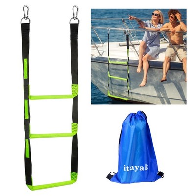 itayak 3 Step Boat Rope Ladder, Foldable Assist Boarding Outdoor Climbing Rop...