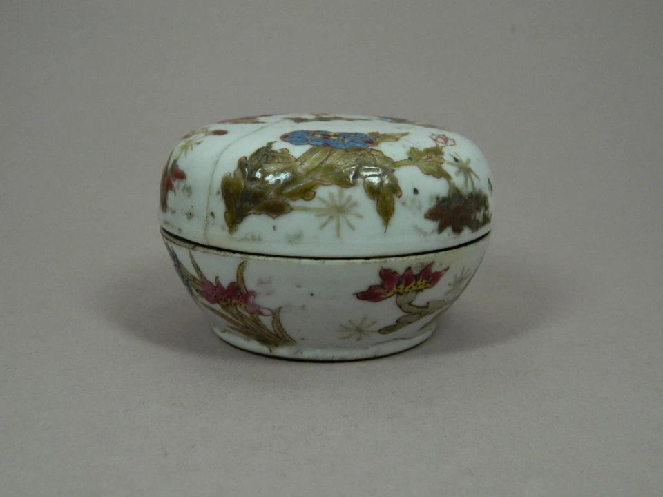 Deckeldose für Siegellack aus Porzellan Dose Marke China Qing 19./20. Jhd. - Bild 3 von 4