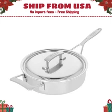 Demeyere Industry 5, 3 qt Sauté Pan With Helper Handle & Lid 18/10 Stainless Ste