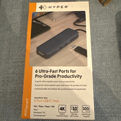 Hyper 6 Ultra Fast Ports USB-C Hub 4K 10 Gbps 100 Watts New Sealed Box