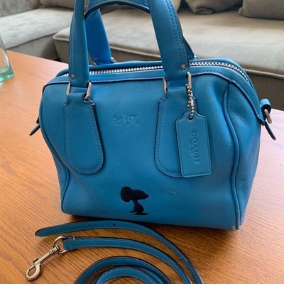 COACH x Peanuts Snoopy 2way Blue Shoulder Bag Small Crossbody Purse