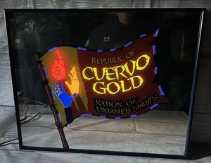 Vintage Republic Of Cuervo Light Up Glass Mirror Plays Digital Music Bar Retro