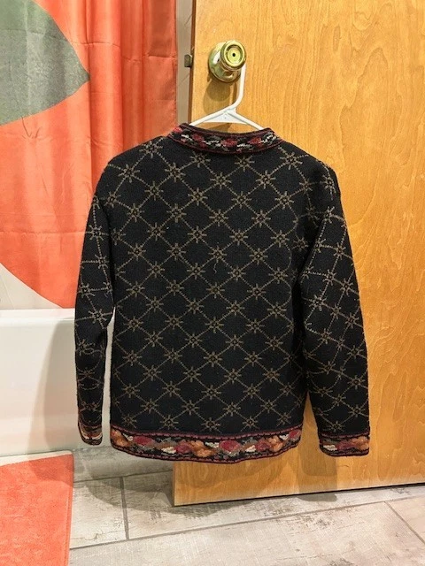 Icelandic Design Wool Cardigan Sweater Jacket Size Small Blue Nordic Knit Coat S - Image 2 of 4