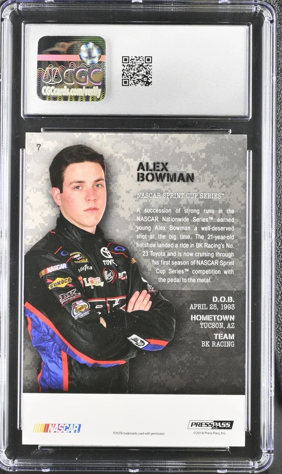 2014 Press Pass American Thunder #7 Alex Bowman RC Color Proofs Black /50 CGC 10 - Image 2 of 2