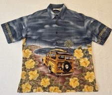 Vintage 90  s Koko Island Men  s L Hawaiian Floral Surf Buggy S/S Beach Button Up