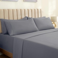 LuxClub 6 PC King Size Sheet Set Sheets Deep Pockets 18" Eco Friendly Wrinkle...