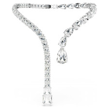 Swarovski Matrix open necklace Mixed cut, white, rhodium plated
