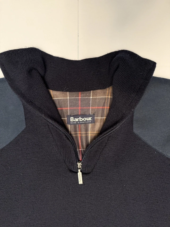 Barbour Storm Zip Neck Wool Sweater Fully Lined Men's Med - Image 2 of 4