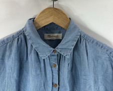 Madewell Denim Blue Size XXS Knee Length Short Sleeve Dress With Pockets