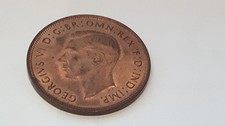 1937 PENNY COIN-1d BRITISH BRONZE COIN-KING GEORGE VI - ONE PENNY COIN