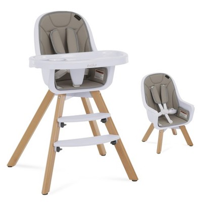 Evolur Zoodle 2 In 1 High Chair Light Gray Award Winning Multi-functional Bab...