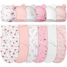 Ramede 6 Pack Baby Swaddle Blanket with Hats Sleep Swaddle for 0-3 Months
