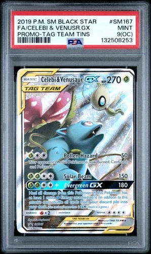 2019 POKEMON SM BLACK STAR PROMO #SM167 FULL ART/CELEBI & VENUSAUR GX PSA 9 OC