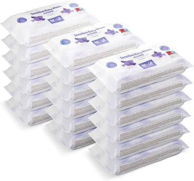 By Amazon Sensitive Babyfeuchttücher 1008 Tücher, Unparfümiert, 18 Packungen À 5