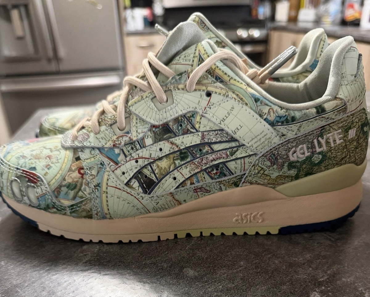 ASICS Gel-Lyte III Map Print Multicolor Lace-Up Low Top Athletic Sneakers View 4