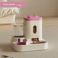Automatic Cat Feeder and Water Dispenser, Pet Food Bowl & Drinking Fountain for 