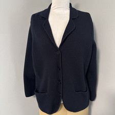VTG Lauren Ralph Lauren Navy Blue Blazer Jacket Merino Wool Knit Hong Kong 2X