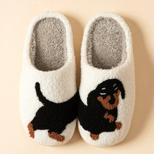 Women Indoor Slippers Cute Dachshund Dog Warm Lightweight Bedroom Cotton Shoes