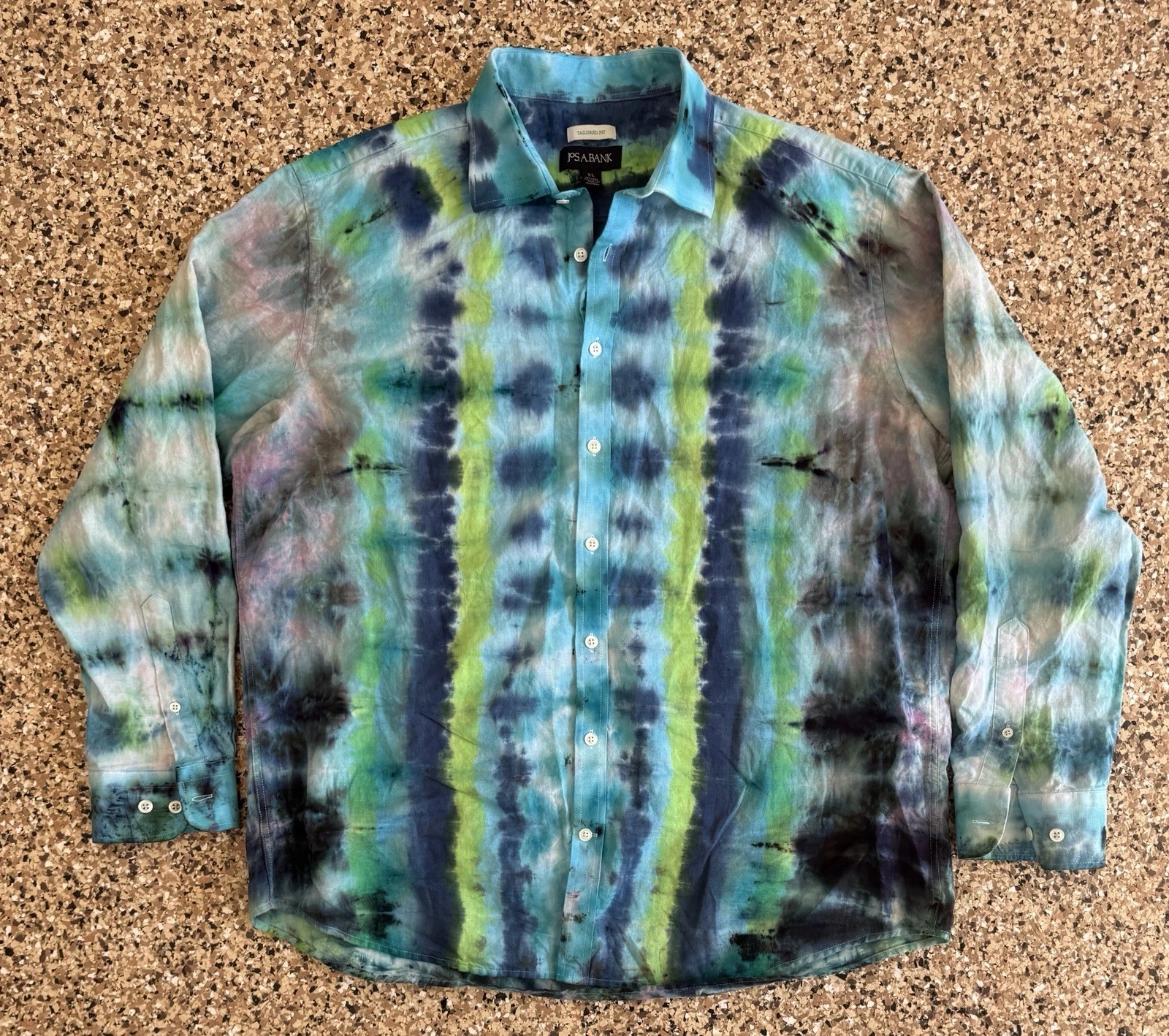 Custom Tie Dye On Long Sleeve Size large Jos A Bank Shirt