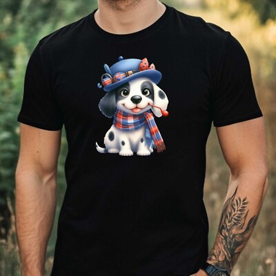 Mens Quirky Dog Print Cotton T-Shirt Size XS to 5XL