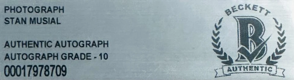 STAN MUSIAL SIGNED SLABBED 8X10 PHOTO ST LOUIS CARDINALS AUTOGRAPH 709 BAS 10 - Image 2 of 2