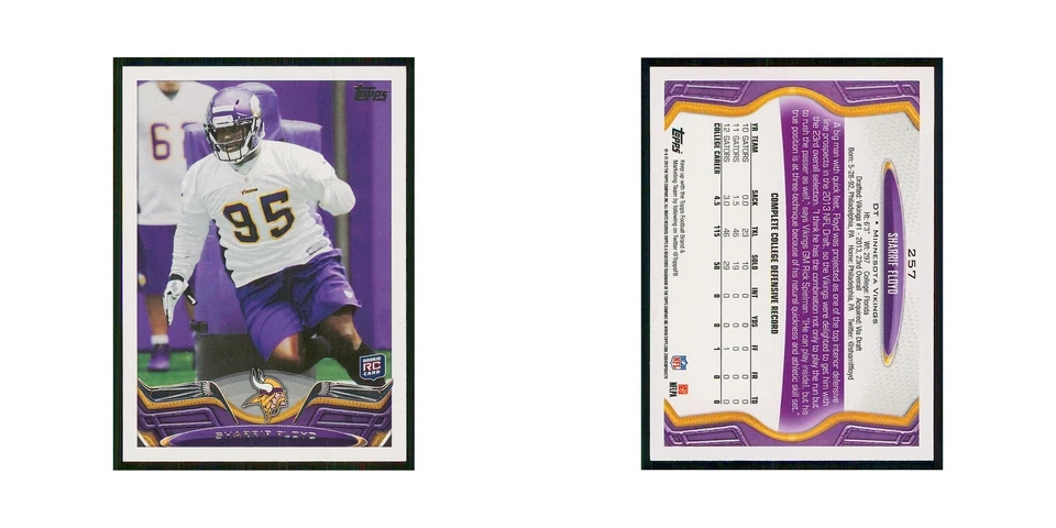 2013 Topps Sharrif Floyd RC Vikings #257 - Image 3 of 3