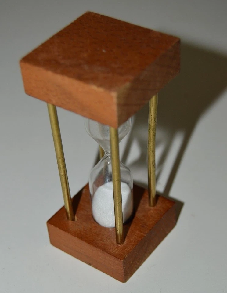 Bonito temporizador de juegos vintage de madera y vidrio reloj de hora de trabajo raro Foto 2 de 4