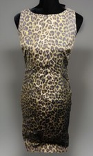Ann Taylor Leopard Print Dress Sleeveless Tailored Sheath Dress, Size 4