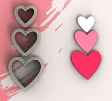 Triple Heart Valentine Polymer Clay Cutters