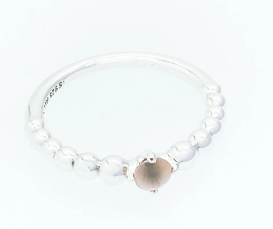 全新 100% 正品潘多拉 925 纯银雾玫瑰串珠戒指 198598C06 — 第 4/4 张图片