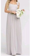 SHOW ME YOUR MUMU Women's Small June Maxi Dress Dove Grey Chiffon  Ruffles New