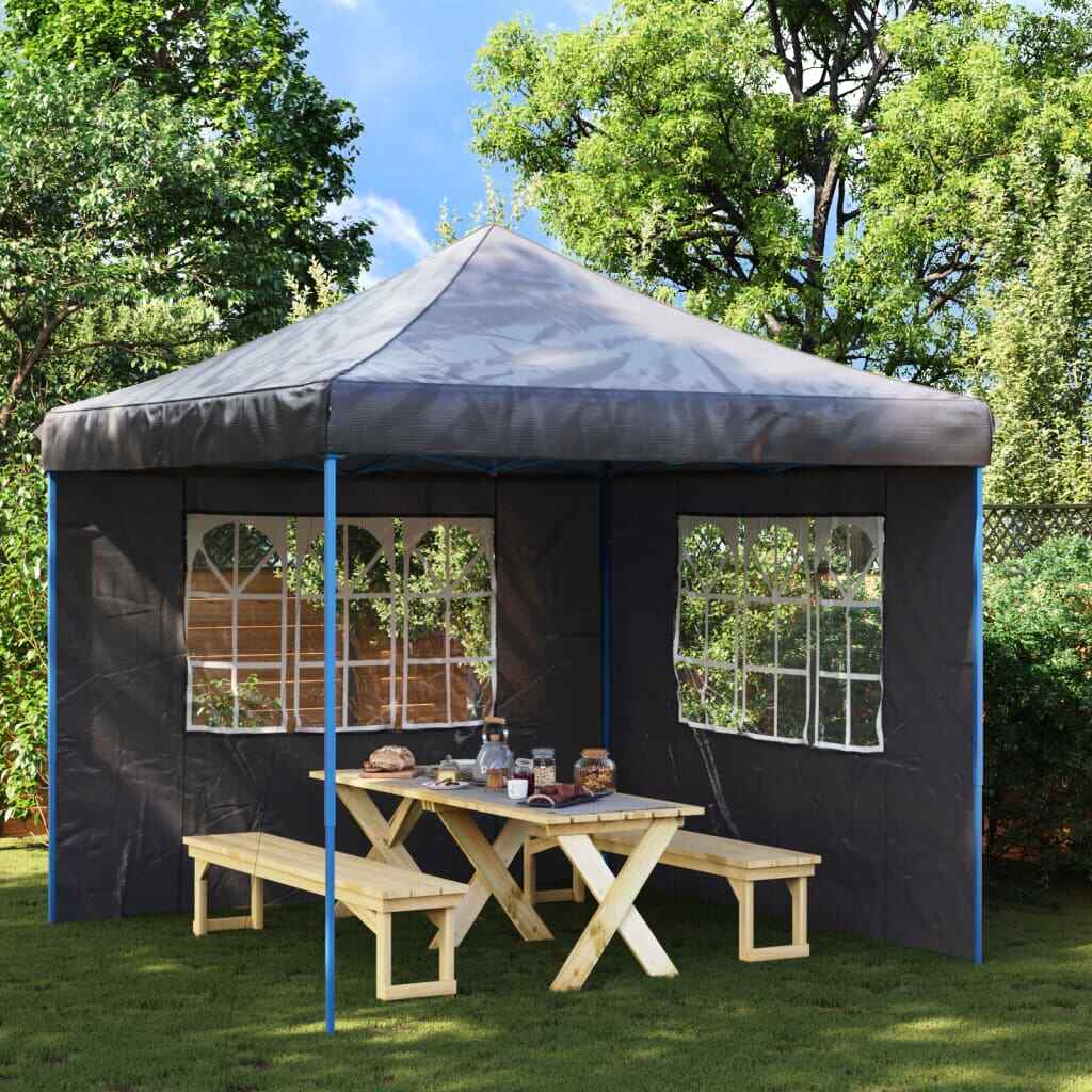vidaXL Party Tent Sidewall 2 pcs with Window PE Anthracite