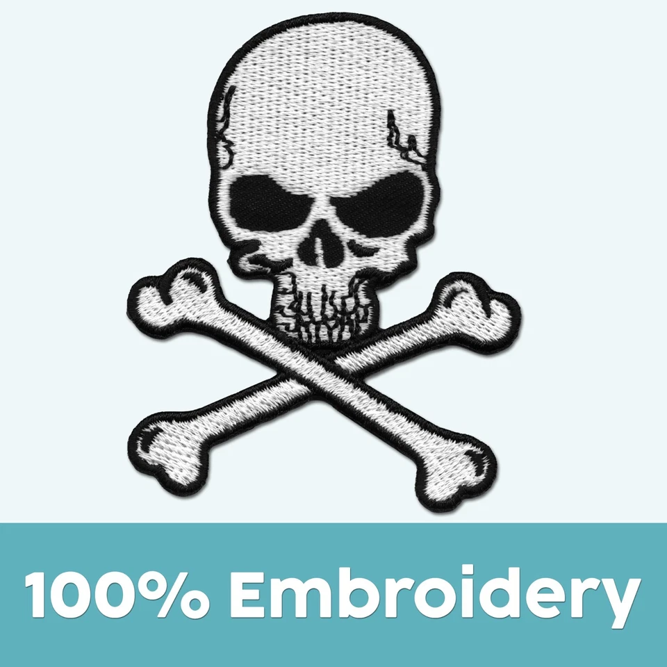 Patches de caveira e ossos cruzados (pacote com 3) apliques bordados de ferro em remendo de caveira - Imagem 2 de 4