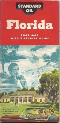 1954 STANDARD OIL Road Map Pictorial Guide FLORIDA Key West Overseas Highway
