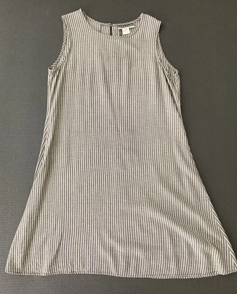 Notations Clothing Co. Vestido de sol sin mangas para mujer talla M Rayas negras y grises  Foto 4 de 4