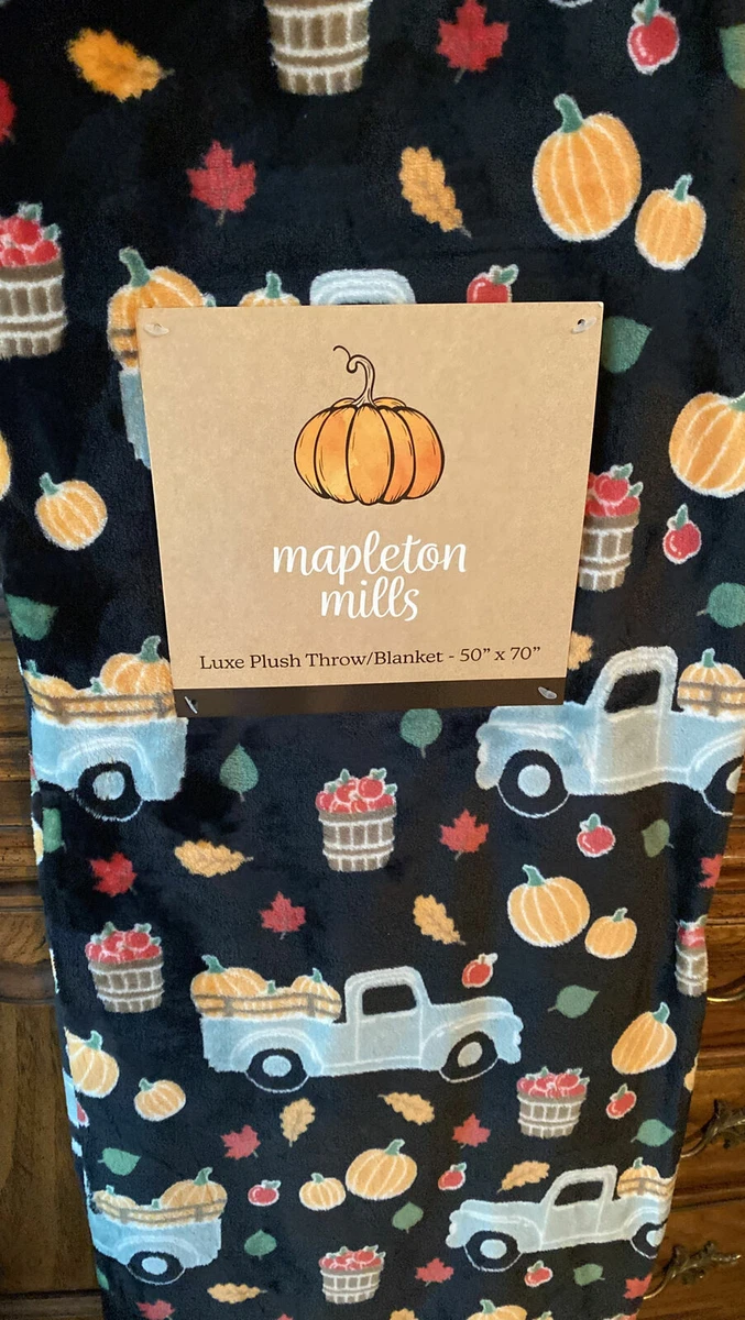 MAPLETON MILLS BLUE FARM TRUCK PUMPKINS PLUSH THROW BLANKET NEW 50 X 70 |  eBay