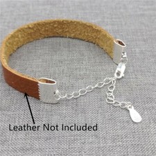 2pcs of 925 Sterling Silver Ribbon Crimp Ends w/ Extension Chain Lobster Clasp