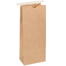 2 lb. Brown Kraft Paper Coffee Bag w/ Reclosable Tin Tie (select quantity below)