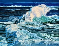 Stormy Seascape Sea Waves  Ocean Art Oil on canvas Artist Art hand made Painting