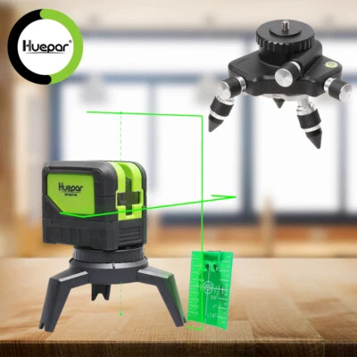Huepar 9211G Linienlaser Kreuzlinienlaser mit Laserpunkte+AT2 Adapter Drehbarer