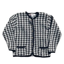 VTG Houndstooth Cardigan Sweater Size Small