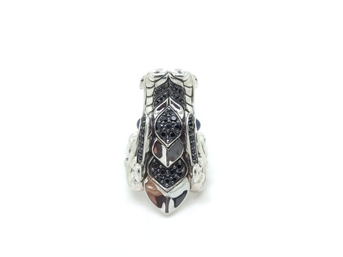 JOHN HARDY Sterling Silver Legends Naga Spinel Black Sapphire Dragon Ring Sz 10 - Picture 9 of 12