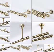 Gardinenstange 19mm 1 läufig 2 läufig Wand Deckenmontage Antik Gold 120-600 cm